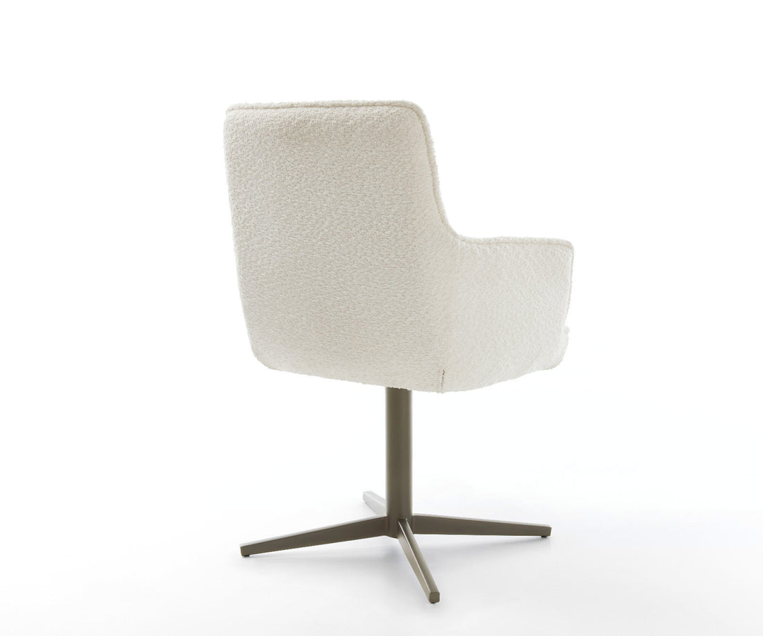 Dining Chair Heira Bouclé White Star Base 360° Swivel Titanium Pocket Springs