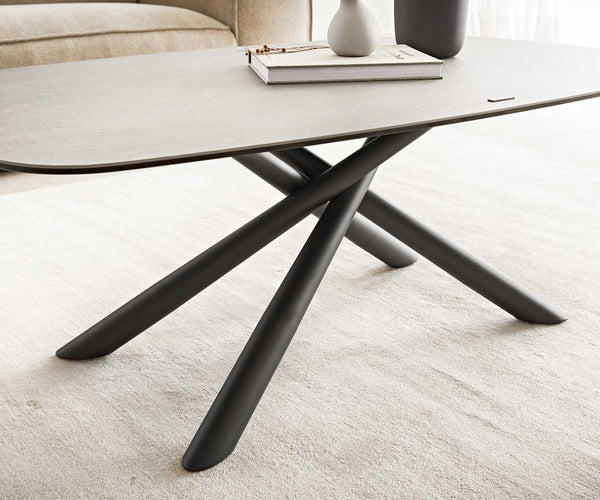 Coffee Table Sarita 120x70cm Ceramic Aspetto Concrete Metal Frame Black