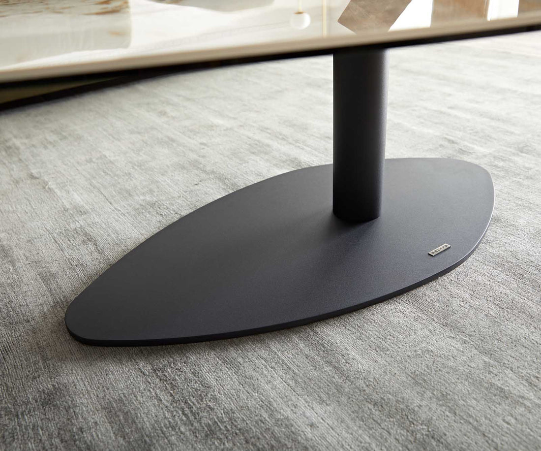 Coffee Table Vibana 140x80cm Ceramic Minas Melange Beige Metal Frame Black