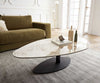 Coffee Table Vibana 140x80cm Ceramic Minas Melange Beige Metal Frame Black