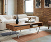 Coffee Table Stonegrace 115x60cm Acacia Natural Metal Feet Silver 2 Drawers 1 Compartment Natural Slate