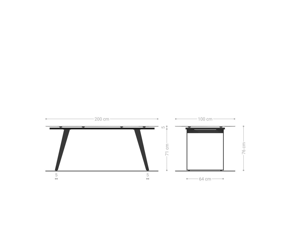 Dining Table Aurora 200cm Ceramic Noir Desir Brown Slanted Frame Black