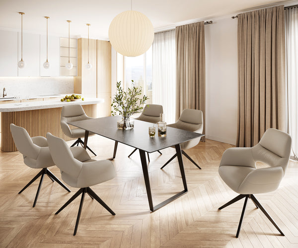 Dining Table Aurora Ceramic Anthracite Slanted Frame Black 200-300cm