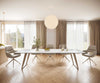 Dining Table Aurora 300cm Ceramic Statuarietto White Slanted Frame Steel