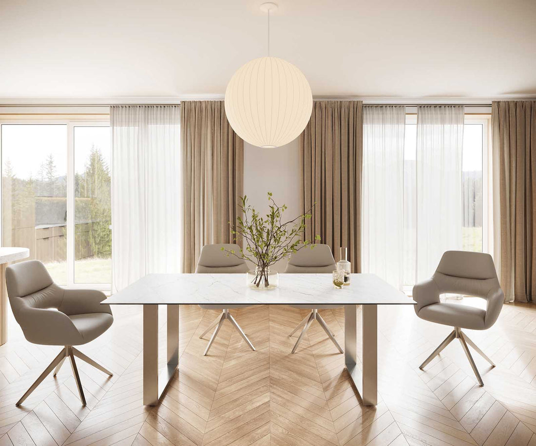 Dining Table Aurora 200cm Ceramic Statuarietto White Square Frame Slim Steel