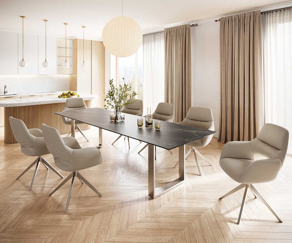 Dining Table Aurora 300cm Ceramic Brown Square Frame Slim Steel