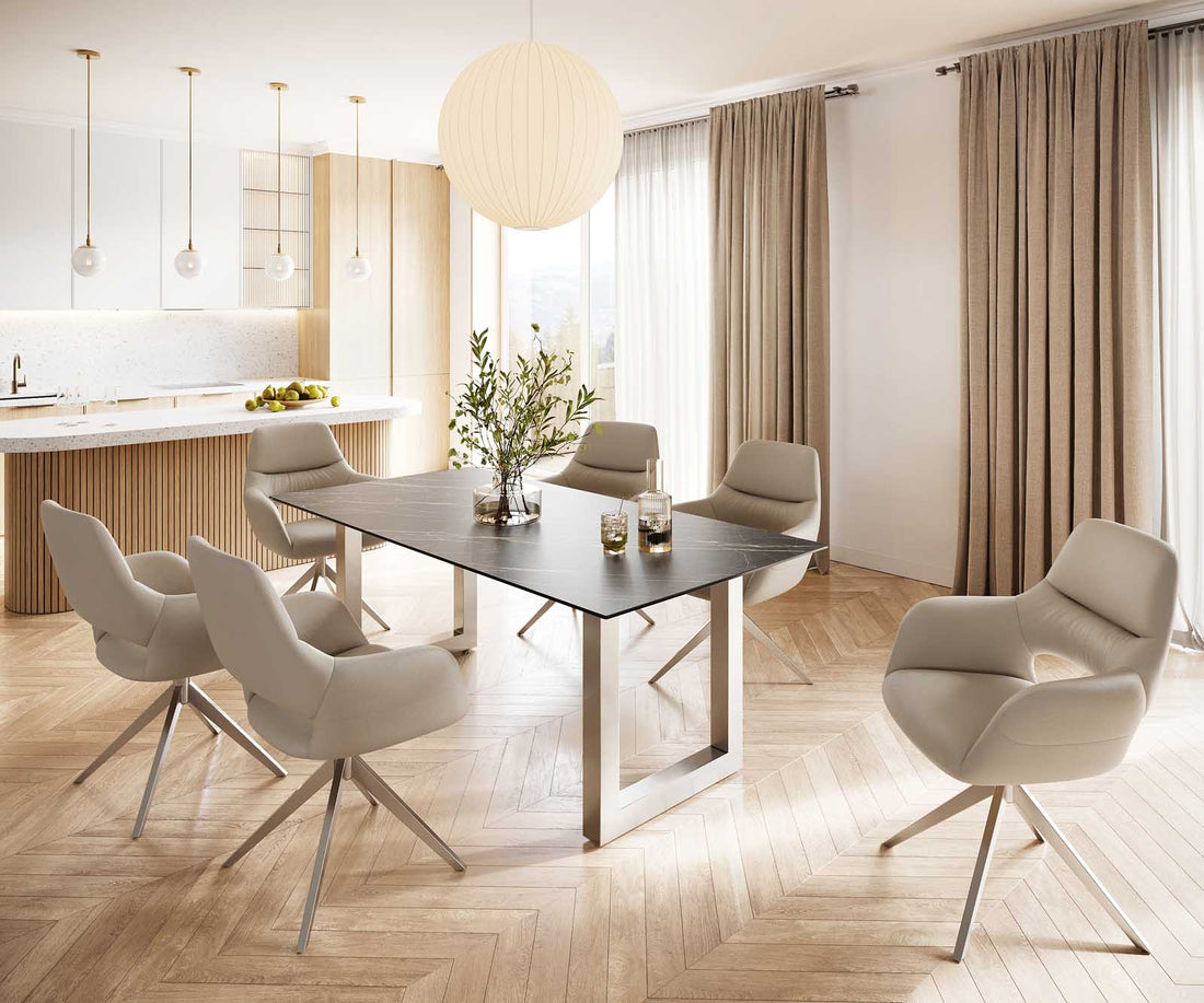 Dining Table Aurora 200cm Ceramic Noir Desir Brown Square Frame Steel