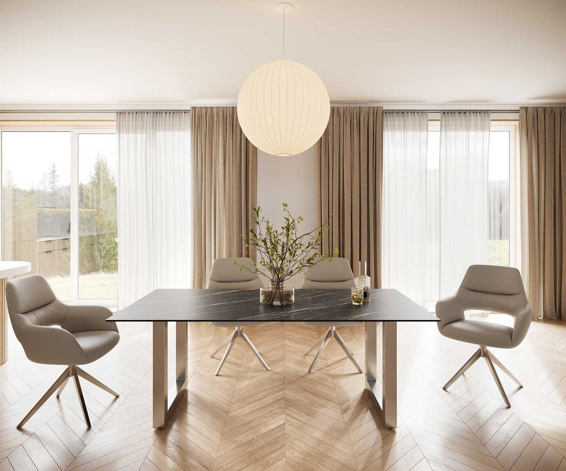 Dining Table Aurora 200cm Ceramic Noir Desir Brown Square Frame Steel