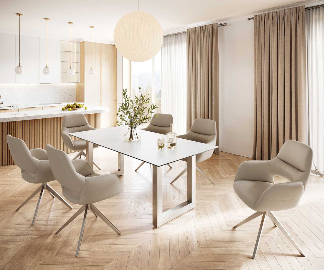 Dining Table Aurora 200cm Ceramic Statuarietto White Square Frame Steel