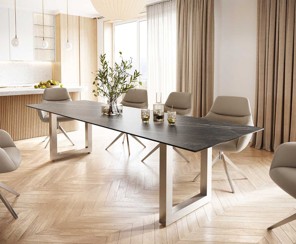 Dining Table Aurora 300cm Ceramic Brown Square Frame Steel