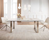Dining Table Aurora 200x100cm Ceramic Gold Square Frame Slim Silver