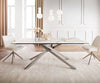Dining Table Aurora 200x100cm Ceramic Gold Cross Frame Silver