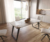 Dining Table Aurora 200x100cm Ceramic Minas Melange Beige Slanted Frame Black