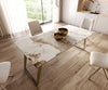Dining Table Aurora 200x100cm Ceramic Minas Melange Beige Slanted Frame Silver
