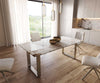 Dining Table Aurora 200x100cm Ceramic Minas Melange Beige Square Frame Slim Silver