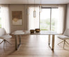 Dining Table Aurora 200x100cm Ceramic Minas Melange Beige Square Frame Slim Silver