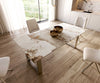 Dining Table Aurora 200x100cm Ceramic Minas Melange Beige Square Frame Slim Silver