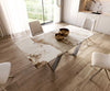 Dining Table Aurora 200x100cm Ceramic Minas Melange Beige Spider Frame Silver