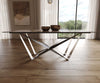 Dining Table Aurora 200x100cm Ceramic Minas Melange Beige Spider Frame Silver