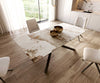 Dining Table Aurora 200x100cm Ceramic Beige Cross Frame Black