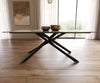 Dining Table Aurora 200x100cm Ceramic Beige Cross Frame Black