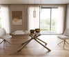 Dining Table Aurora 200x100cm Ceramic Minas Melange Beige Cross Frame Silver