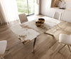 Dining Table Aurora 200x100cm Ceramic Minas Melange Beige Cross Frame Silver