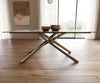 Dining Table Aurora 200x100cm Ceramic Minas Melange Beige Cross Frame Silver