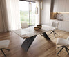 Dining Table Aurora 200x100cm Ceramic Beige V-Frame Black