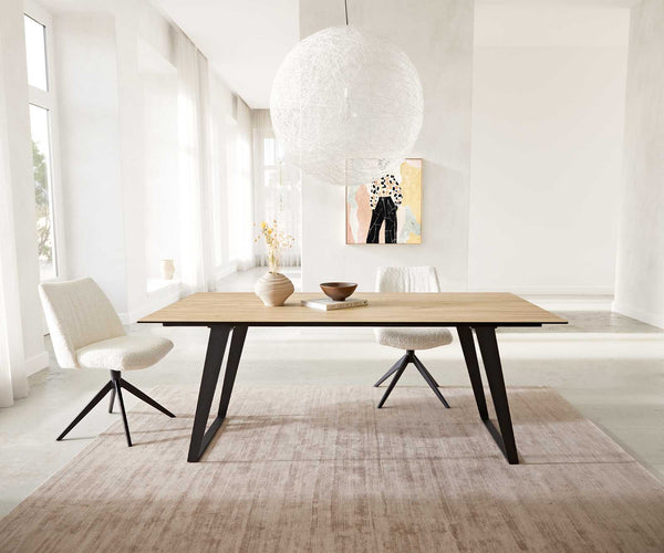 Dining Table Aurora 200x100cm Ceramic Oak-Look Slanted Frame Black