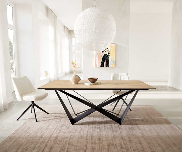 Dining Table Aurora 200x100cm Ceramic Oak-Look Spider Frame Black