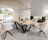 Dining Table Aurora 200x100cm Ceramic Travertine Spider Frame Black