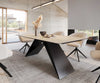 Dining Table Aurora 200x100cm Ceramic Travertine V-Frame Black