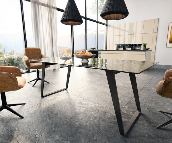 Dining Table Aurora 200x100cm Glass Black Slanted Frame Black
