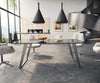 Dining Table Aurora 200x100cm Glass Black Slanted Frame Silver