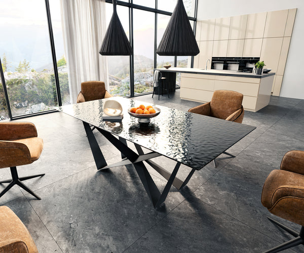 Dining Table Aurora 200x100cm Glass Black Spider Frame Black