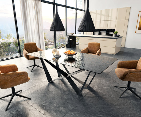 Dining Table Aurora 200x100cm Glass Black Spider Frame Black