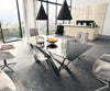 Dining Table Aurora 200x100cm Glass Black Spider Frame Silver