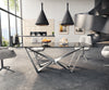 Dining Table Aurora 200x100cm Glass Black Spider Frame Silver