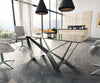 Dining Table Aurora 200x100cm Glass Black Spider Frame Silver