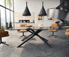 Dining Table Aurora 200x100cm Glass Black Cross Frame Black