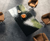 Dining Table Aurora 200x100cm Glass Black Cross Frame Black