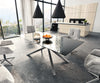 Dining Table Aurora 200x100cm Glass Black Cross Frame Silver