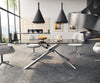 Dining Table Aurora 200x100cm Glass Black Cross Frame Silver