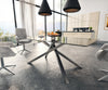 Dining Table Aurora 200x100cm Glass Black Cross Frame Silver