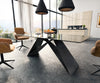 Dining Table Aurora 200x100cm Glass Black V-Frame Black