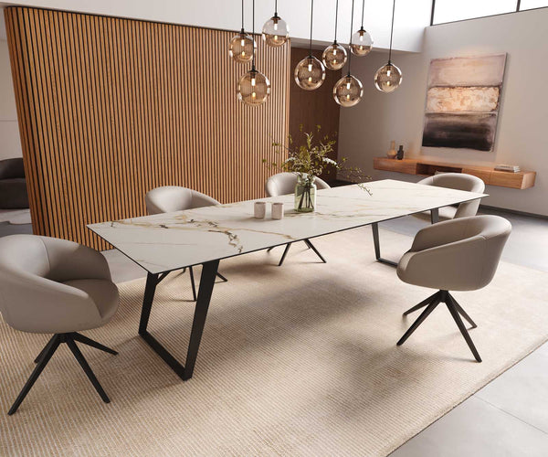 Dining Table Aurora 300x100cm Ceramic Gold Slanted Frame Black