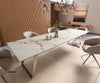 Dining Table Aurora 300x100cm Ceramic Gold Slanted Frame Silver
