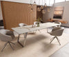 Dining Table Aurora 300x100cm Ceramic Gold Slanted Frame Silver