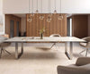 Dining Table Aurora 300x100cm Ceramic Calacatta Luxe Gold Square Frame Slim Silver